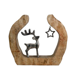 Décoration de maison et de bureau Cerf et coeur en aluminium suspendu couleur noire sur socle en bois Prix de gros de Noël sur mesure - Product Image 6