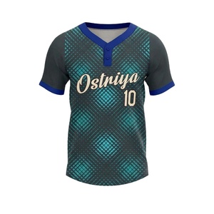 Camiseta de Béisbol/Sóftbol de Manga Corta con Cuello en V y Dos Botones para Hombre, Ropa Deportiva Unisex, Logotipo Frontal Personalizado, Alta Calidad - Product Image 1