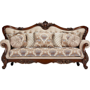 เฟอร์นิเจอร์ห้องนั่งเล่นสุดหรู แกะสลักไม้เนื้อแข็ง พร้อมผ้าหุ้ม สำหรับตกแต่งห้องนั่งเล่น - Product Image 2