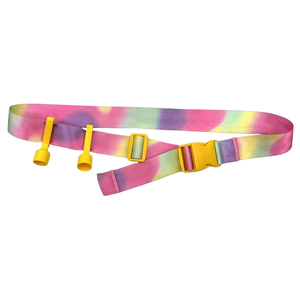 Ceinture de football américain personnalisable et ajustable avec motifs tie-dye arc-en-ciel, drapeaux amovibles et clips jaunes – Accessoire sportif pour uniforme masculin - Product Image 1
