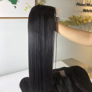 Fermeture en dentelle noire droite résistance aux hautes températures perruques de cheveux humains vietnamiens Remy traitement chimique aucun - Product Image 3