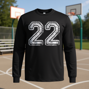 T-shirt à manches longues numéro 22, style maillot de sport scolaire, cadeau d'anniversaire, noir - Product Image 3