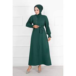 ชุดฮิญาบอาบายาแขนจีบสีมรกตสำหรับใส่ตอนเย็น - Product Image 5