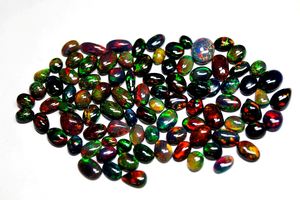 Merveilleux éthiopien noir opale pierres précieuses mélange forme Welo brillant arc-en-ciel Flashy éthiopien noir opale Cabochon pour la fabrication de bijoux - Product Image 3