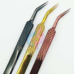 Pince à épiler d'isolation en acier inoxydable de haute précision pour extension de cils couleur or pince à épiler à 90/45 degrés OEM/ODM disponible - Product Image 5