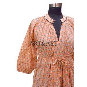 Vestido Midi Cruzado de Verano, Estilo Vintage, Estampado Floral, Mangas Tres Cuartos, Línea A, Transpirable, Hecho a Mano - Product Image 4