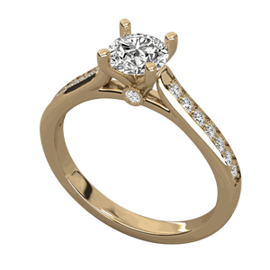 Anillo de Compromiso con Diamante Redondo Engastado en Puntas para Ella - Product Image 3