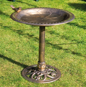 อ่างอาบน้ำนกเหล็กเคลือบสีบรอนซ์แบบมีความสุขมีชามกว้างพร้อมนกขนาดเล็ก2ตัวและฐานขาตั้งกล้องแบบเลื่อนได้ - Product Image 3