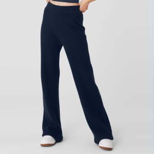 Vente en gros de pantalons de détente en tricot à taille haute pour femmes | Pantalon en tricot doux et extensible avec ceinture élastique - Product Image 3