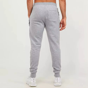 Logo personnalisé gris chiné pour hommes coupe fuselée français éponge Jogger pantalons de survêtement décontracté taille moyenne fermeture à cordon teint en plaine - Product Image 2