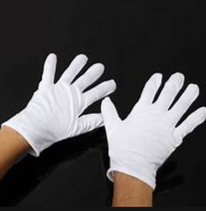 Gants en coton 100% avec points sur palmier blanc parade bande uniforme cérémonie formelle remise ordinaire matériel nitrile - Product Image 4