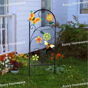 Panneaux de jardin rectangulaires modernes en <span class=keywords><strong>métal</strong></span> thermolaqué, motif <span class=keywords><strong>fleurs</strong></span> et abeilles, pour la décoration de jardin, patio et pelouse au printemps - Product Image 4