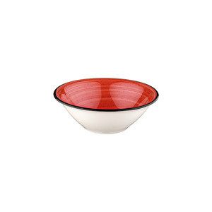 Tazón de Porcelana Bonami de 18 cm y 700 cc, Diseño Elegante y Moderno con Borde Rojo, Apto para Lavavajillas, Ideal para Servir Sopa en Fiestas - Product Image 1
