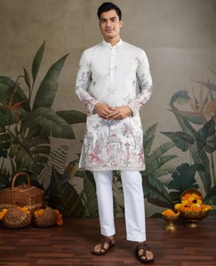 Exclusivo Traje Étnico Indo Occidental Bordado de Lujo Premium Inspirado en Bollywood para Hombre - Vestido Festivo para Recepción de Bodas - Product Image 1