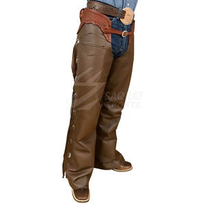 Chaps de cuero duraderos de alta calidad para hombres logotipo personalizado impreso estilo casual con patrón recto mejor precio al por mayor - Product Image 5