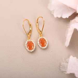 Pendientes de plata de ley 925 con piedra solar natural y baño de oro de 14 quilates, elegantes joyas nupciales para mujer - Product Image 3