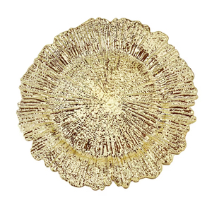 Metal Multi Color Charger Plate Admirable Design Round Stainless Steel With Floral Design <b>Border</b> <b>Display</b> Plate for Wedding - Product Image 2