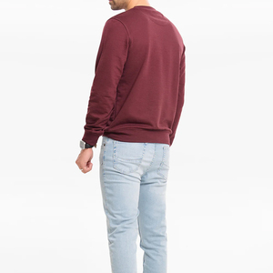 Color granate hombres mangas completas impresión personalizada Logo hombres en blanco sudaderas al por mayor hombres 100% algodón cuello redondo sudaderas - Product Image 5