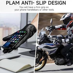 Gants de moto élégants en cuir véritable de qualité supérieure, compatibles avec les écrans tactiles, doublure intérieure douce, décontractés, pour hommes, pour l'extérieur - Product Image 4