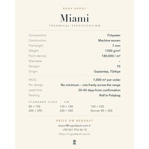 พรมโพลีเอสเตอร์ขายส่ง รุ่น MIAMI MI002 สีน้ำตาล ผลิตด้วยเครื่องจักร แบบพรมตุรกี สำหรับห้องนั่งเล่น โครงการโรงแรม - Product Image 4