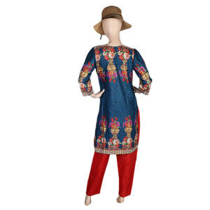 Traje de dos piezas estampado para mujer - Azul acero - Product Image 4