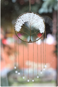 Atrapasueños de piedras preciosas de árbol de la vida, cristal colgante de arcoíris, exhibición de ventana Feng Shui - Product Image 2