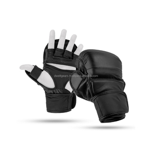DWELT GEARS Cage Fighting MMA Gloves PU Leather Durable Open Palm Grappling Training Sparring Hook Loop Closure Unisex Gloves - Product Image 1