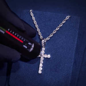 Classic VVS Moissanite925 Sterling <b>Silver</b> <b>Cross</b> <b>Pendant</b> Round Cut White Gold Plated Diamond Tester Pass Religious Jewelry - Product Image 5