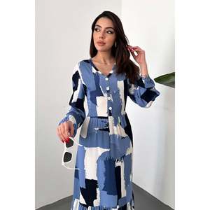Vestido con Estampado Azul - Azul - Product Image 3