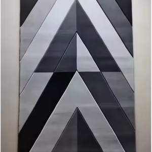 Alfombra de área de lana con mechones a mano de primera calidad Alfombra rectangular de pila alta de diseño negro y gris abstracto moderno para uso doméstico en la sala de estar - Product Image 1