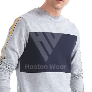 สเวตเชิ้ตทรงพอดีตัวสำหรับผู้ชาย, สเวตเชิ้ตลำลองคอกลมผ้าฝ้ายผสมลายทางแฟชั่นใหม่ปากีสถาน - Product Image 5