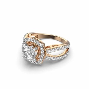 Bague Halo en diamant de laboratoire de taille ronde Bague de fiançailles ronde en or blanc 14 carats HPHT écologique - Product Image 2