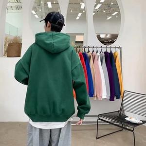 00% coton Polyester mélange solide col à capuche pull surdimensionné sweats pour hommes long cordon à capuche grandes tailles tricoté - Product Image 4