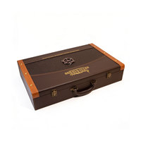 Boîte de rangement pour vin en similicuir bicolore, 6 bouteilles, étui à vin renforcé, poignée portable, emballage cadeau, coffre