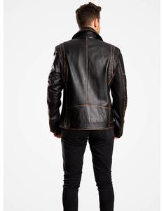 Stylish Outdoor Winter Leather Jackets Men's Biker Leather Jackets in Black Color Genuine Leather Made Full Sleeves - Product Image 2