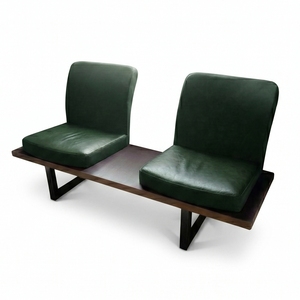 Sofá de Oficina Moderno de Dos Plazas, Cuero PU, Estructura de Madera Maciza, Patas de Madera, Esponja de Alta Densidad, Diseño Minimalista, Duradero, Comercial - Product Image 2