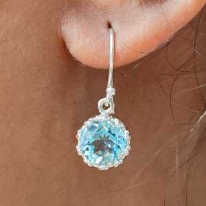 Navya Craft 925 <b>Solid</b> Sterling <b>Silver</b> Blue Topaz Handmade Women <b>Earrings</b> for Christmas Anniversary Valentine's Day Other Gifts - Product Image 2