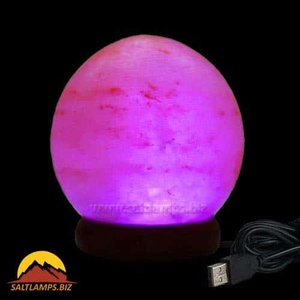 Lámpara de Sal Rosa del Himalaya en Forma de Esfera, Alimentada por USB, Técnica Tallada para Artesanías Naturales, Decoración del Hogar, Purificación del Aire - Product Image 2