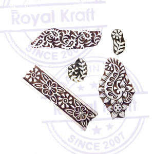 Royal Kraft <b>Set</b> of 5 Intricate Pattern Paisley and Border Wooden <b>Stamp</b> Blocks 1 to 4.1 Inches - Product Image 2
