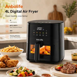 Friteuse à air Anbolife 4L avec écran tactile numérique, fonction de désactivation numérique à un clic, protection contre la surchauffe et fenêtre de visualisation - Product Image 2