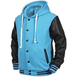 Unisex Customized Hooded <b>Baseball</b> Varsity <b>Jacket</b> <b>for</b> <b>Men</b> High Street Style Single Button Closure Design Wholesale Prices - Product Image 2