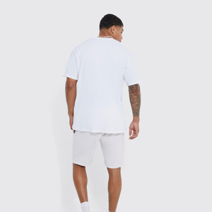 เสื้อยืดและกางเกงขาสั้นสำหรับผู้ชายชุดสั้นสำหรับฤดูร้อนเสื้อ2024ผ้าฝ้ายธรรมดาพิมพ์โลโก้ได้ตามต้องการ - Product Image 4