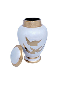 โกศโลหะทองเหลืองทำจากอะลูมิเนียมโบราณโกศใส่เถ้ากระดูกวัสดุงานหัตถกรรมอินเดีย - Product Image 2