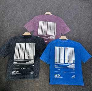 Venta al por mayor de encargo de alta calidad de los hombres lavados camiseta de gran tamaño gráfico impreso de algodón Vintage ácido lavado camiseta para hombres - Product Image 5