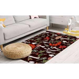 Printed <b>Rug</b>: Modern, Mushroom, Colorful, Black, Large, Outdoor, Non-Slip,Luxury Velvet <b>Rug</b> - Product Image 3