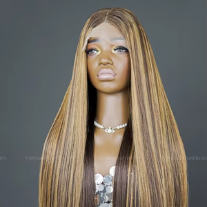 Precio al por mayor de hueso sedoso recto vietnamita Remy extensión del pelo Super doble dibujado peluca Frontal completa - Product Image 1