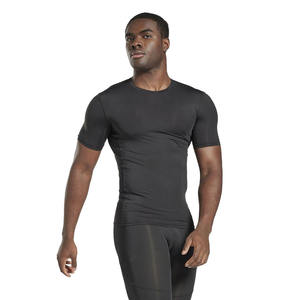 Ropa de gimnasio personalizada para hombre, camisetas de compresión de entrenamiento atlético de secado rápido con mangas cortas y estampado único, 100% algodón - Product Image 1