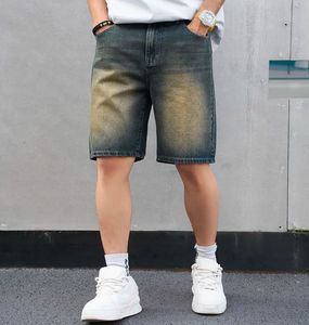 Pantalones cortos vaqueros lisos de alta calidad de verano al por mayor para hombre, pantalones cortos largos con bolsillos laterales dobles, ropa informal para correr al aire libre transpirable - Product Image 2