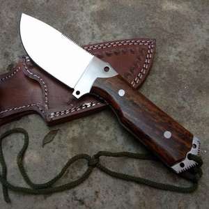 Nuevo Cuchillo de Caza Hecho a Mano de Acero D2 con Mango de Madera, Cuchillo para Acampar al Aire Libre con Funda de Cuero - Product Image 5