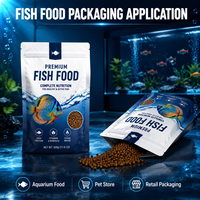 Sachet personnalisé pour aliments pour poissons, faible MOQ, 500g, emballage pour aliments pour animaux de compagnie, pochette plastique verticale avec fermeture éclair et design gratuit pour pisciculture